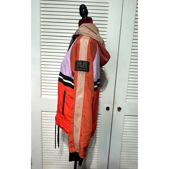 P.E. Nation Women's Colorblock Man Down Windbreaker Jacket Hood Size 2XS 3224 - Picture 7 of 16